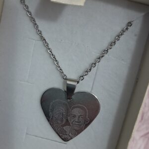 Collar Acero Quirúrgico Corazón Foto más Frase