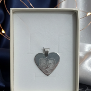 Medalla Acero Quirúrgico Corazón Foto más Frase