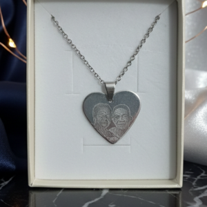 Collar Acero Quirúrgico Corazón Foto más QR (audio)