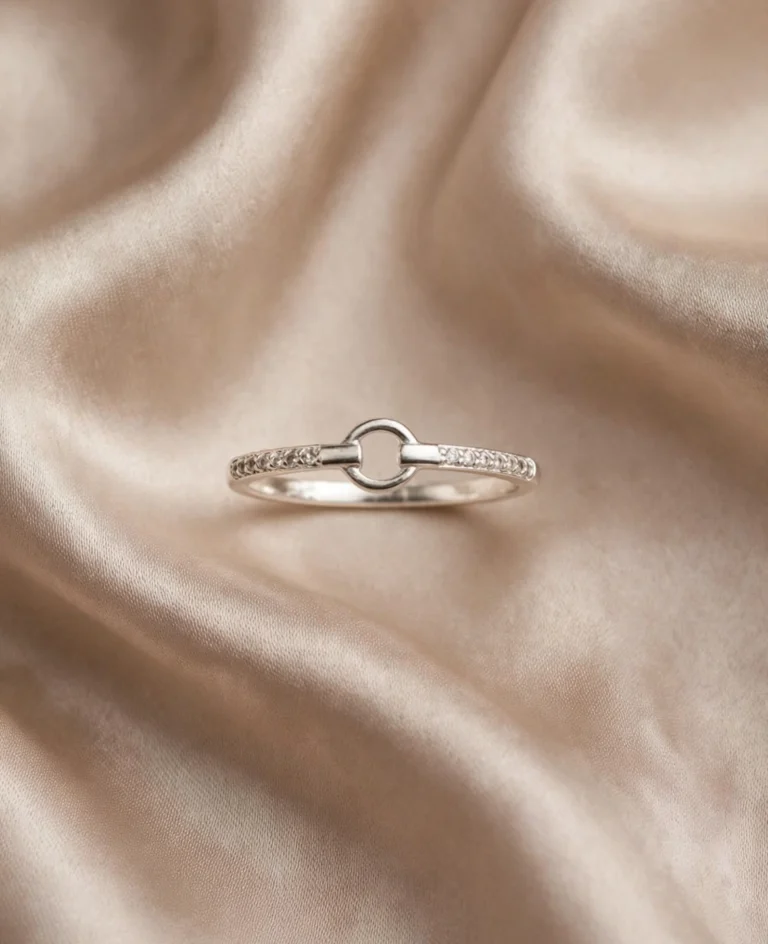 Anillo Círculo Minimal de Plata 925, vista del diseño completo