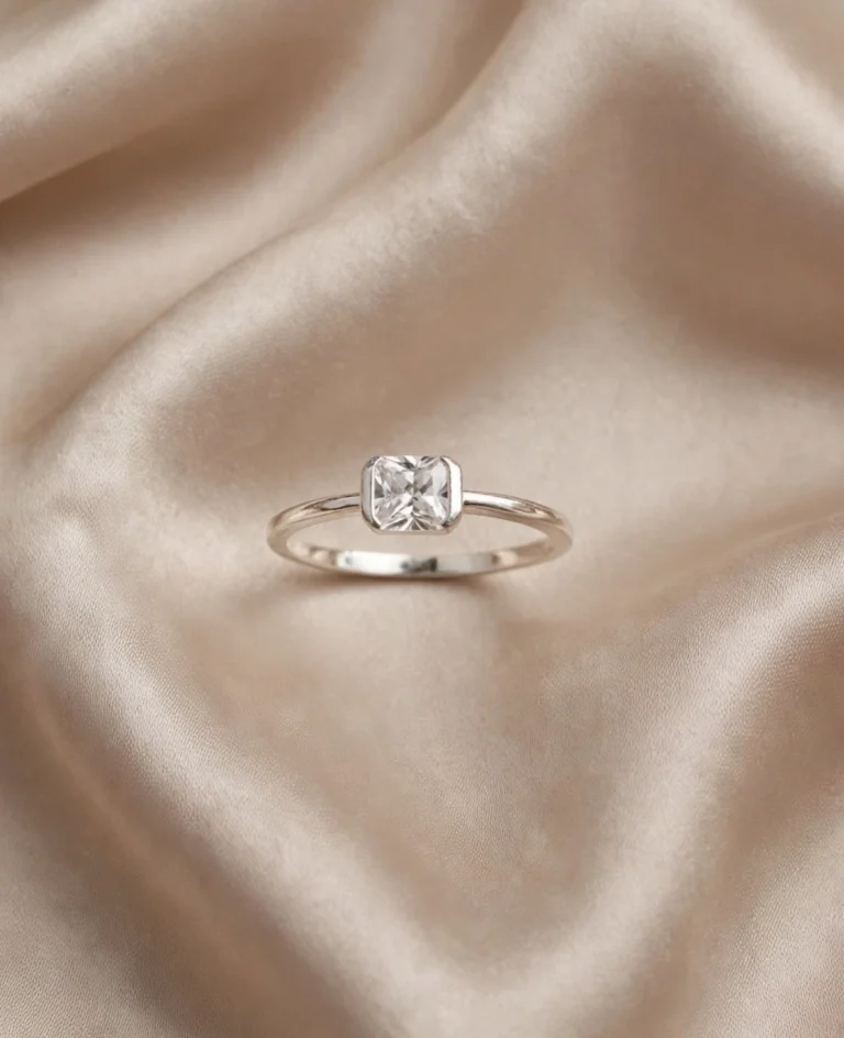 Anillo Solitario Cuadrado de Plata 925