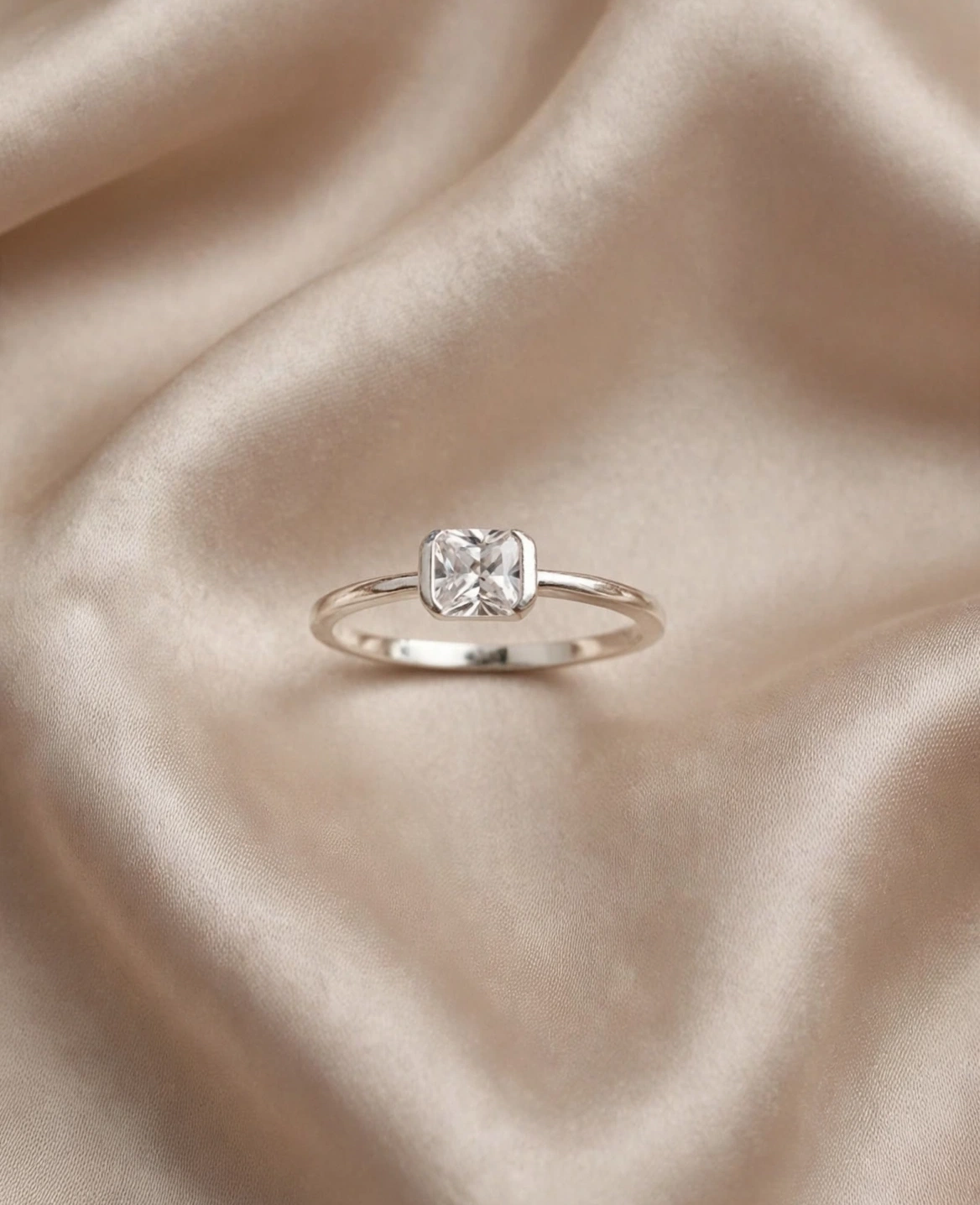 Anillo Solitario Cuadrado de Plata 925 — imagen principal