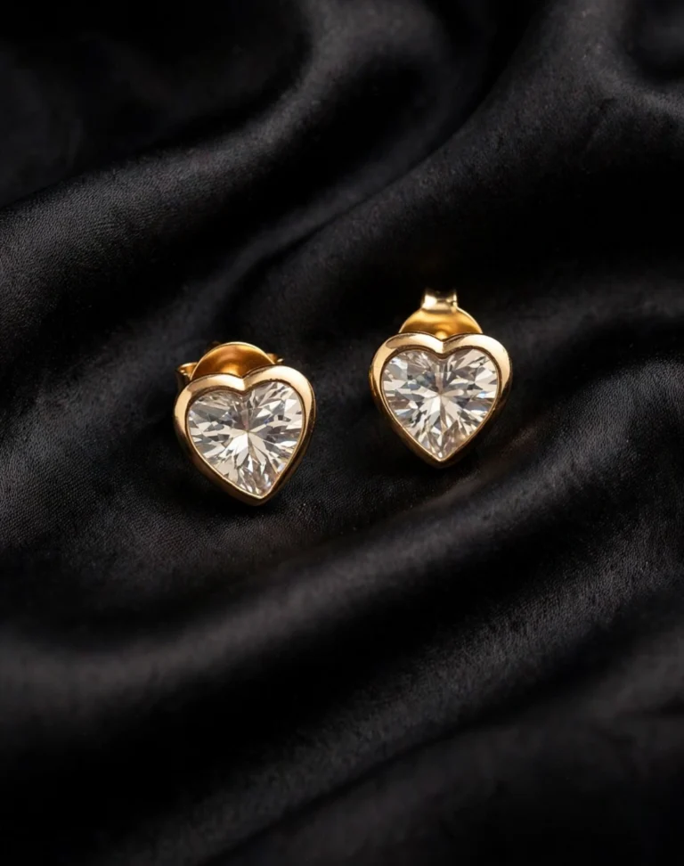 Aros Corazón Cristal Goldfield, vista del par completo