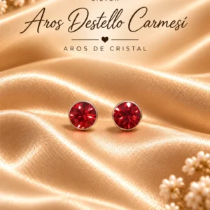 Aros Destello Carmesí de Plata 925, diseño completo sin precio impreso