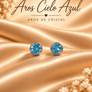 Aros Cielo Azul de Plata 925, diseño completo sin precio impreso