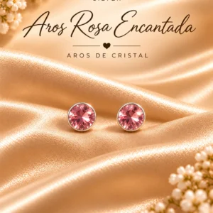 Aros Rosa Encantada de Plata 925, diseño completo sin precio impreso