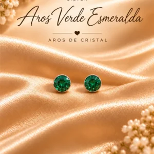 Aros Verde Esmeralda de Plata 925, diseño completo sin precio impreso