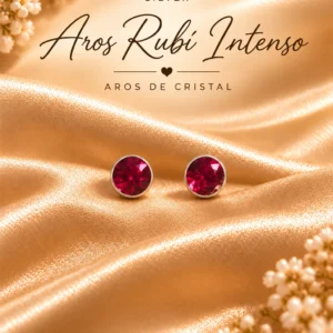 Aros Rubí Intenso de Plata 925, diseño completo sin precio impreso
