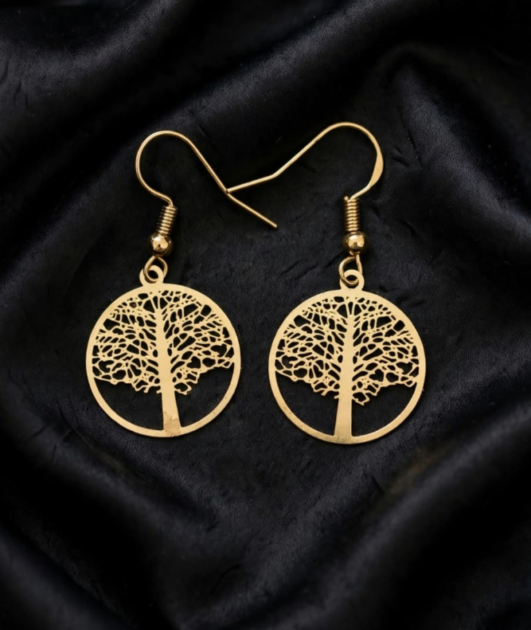 Aros Árbol de la Vida con Baño Dorado, vista del par completo
