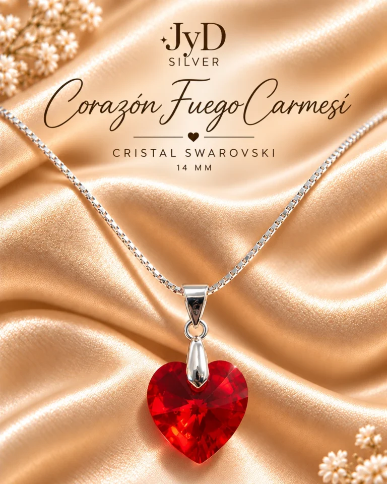 Collar Corazón Fuego Carmesí, diseño completo sin precio impreso
