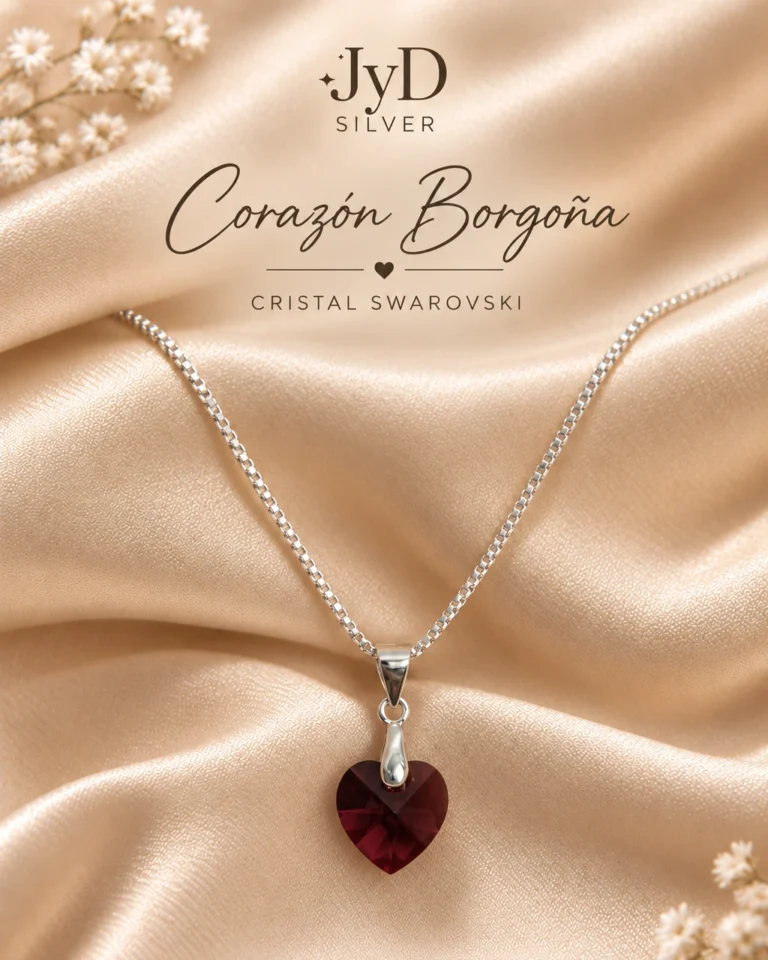 Collar Corazón Borgoña, diseño completo sin precio impreso