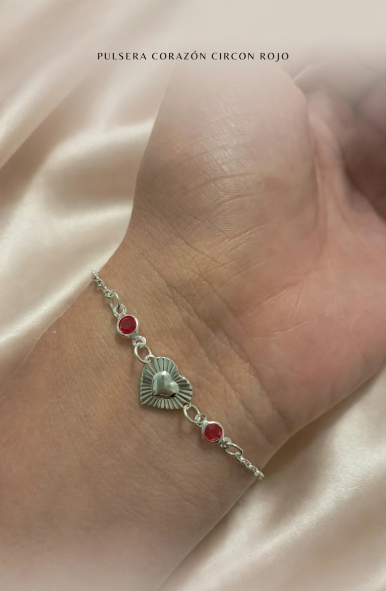 Pulsera Corazón Circón Rojo