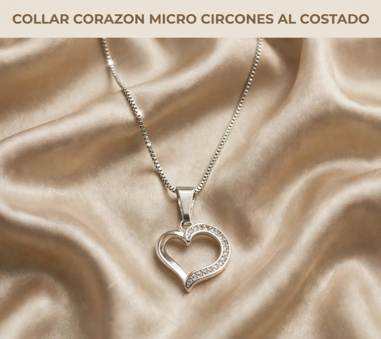 Collar Corazón con Microcircones al Costado