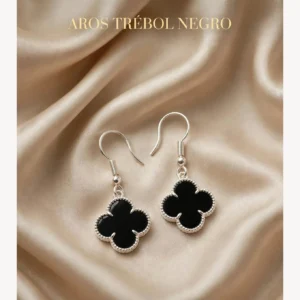 Aros Trébol Negro Colgantes