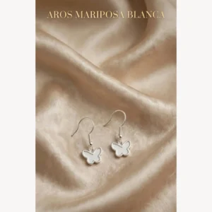 Aros Mariposa Blanca Colgantes