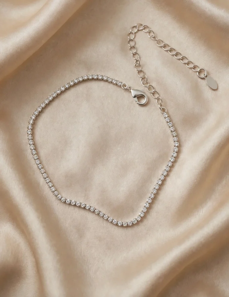 Pulsera Micro Circón Blanco de Plata, vista de la pieza completa