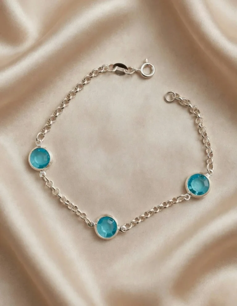 Pulsera Círculo Turquesa de Plata, vista de la pieza completa