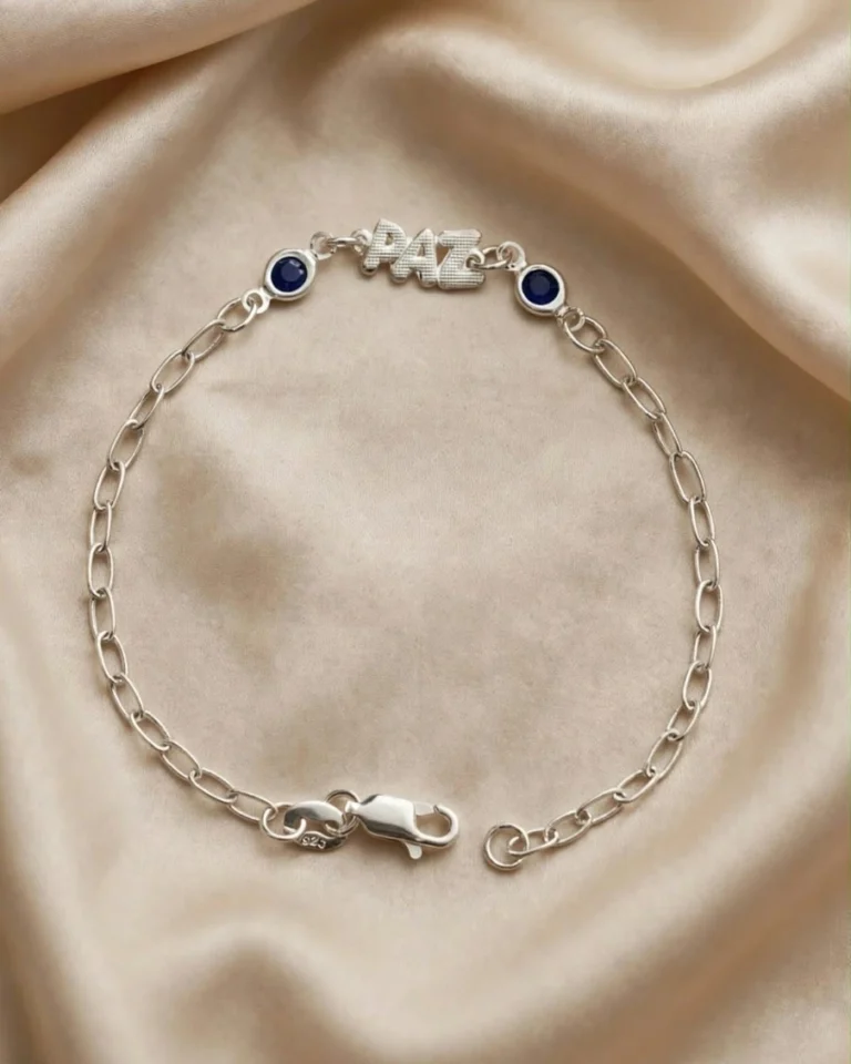 Pulsera Paz Azul de Plata, vista de la pieza completa